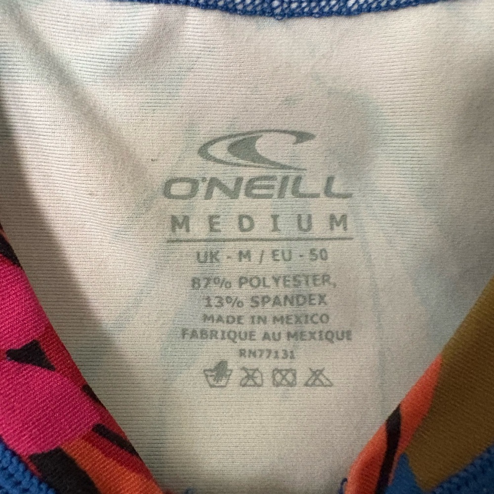O'Neill Blue Orange Red Green Short Sleeve Swim Shirt Rash-guard Size M - Picture 5 of 7